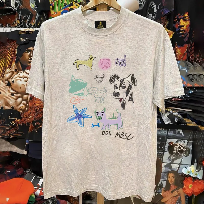 Loose Fit Cotton T-Shirt Unisex Short Sleeve Double Thread UPUPXIA Hero Print Sweat Absorbent round Neck Casual Summer Top