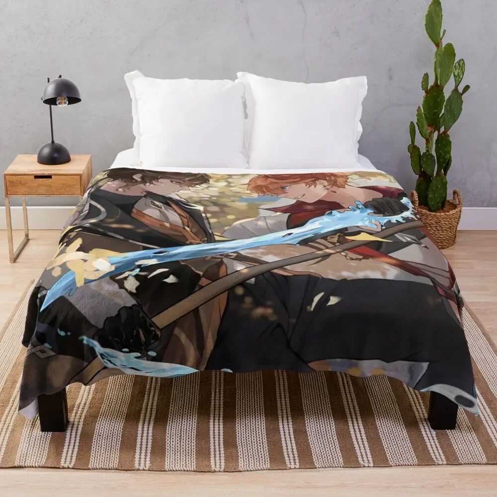 

Zhongli and Childe Genshin Impact Throw Blanket Multi-Purpose Bed covers Kid'S Blankets