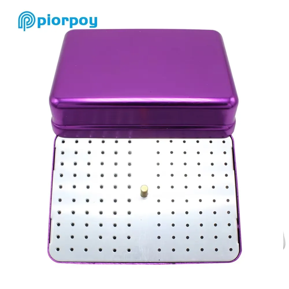 PIORPOY-caja de soporte para limas Endo para desinfección Dental, caja de agujas de alta velocidad con 120 agujeros, fresas de diamante, caja esterilizadora de Autoclave