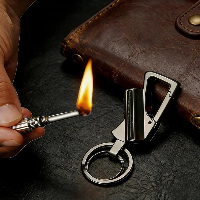 New Style Permanent Match Lighter, Multi-Function Keychain Fire Starter, Reusable Metal Lighter for Smoking, Camping & Gifts