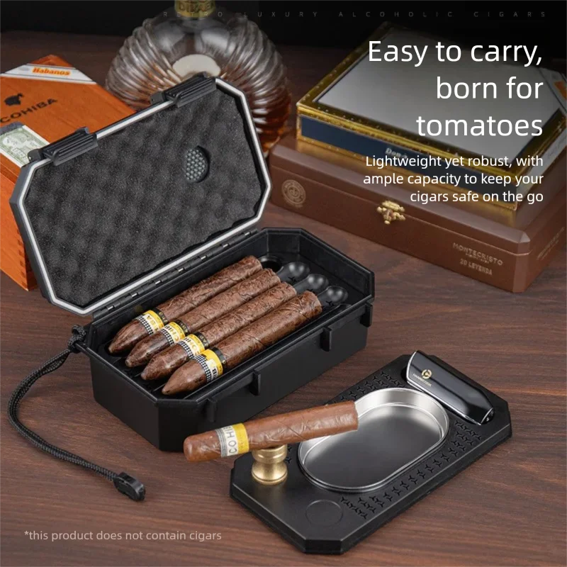 Cigar Portable Case Airtight  Waterproof Innovative Double-Layer High Capacity Humidor for Ten Cigars