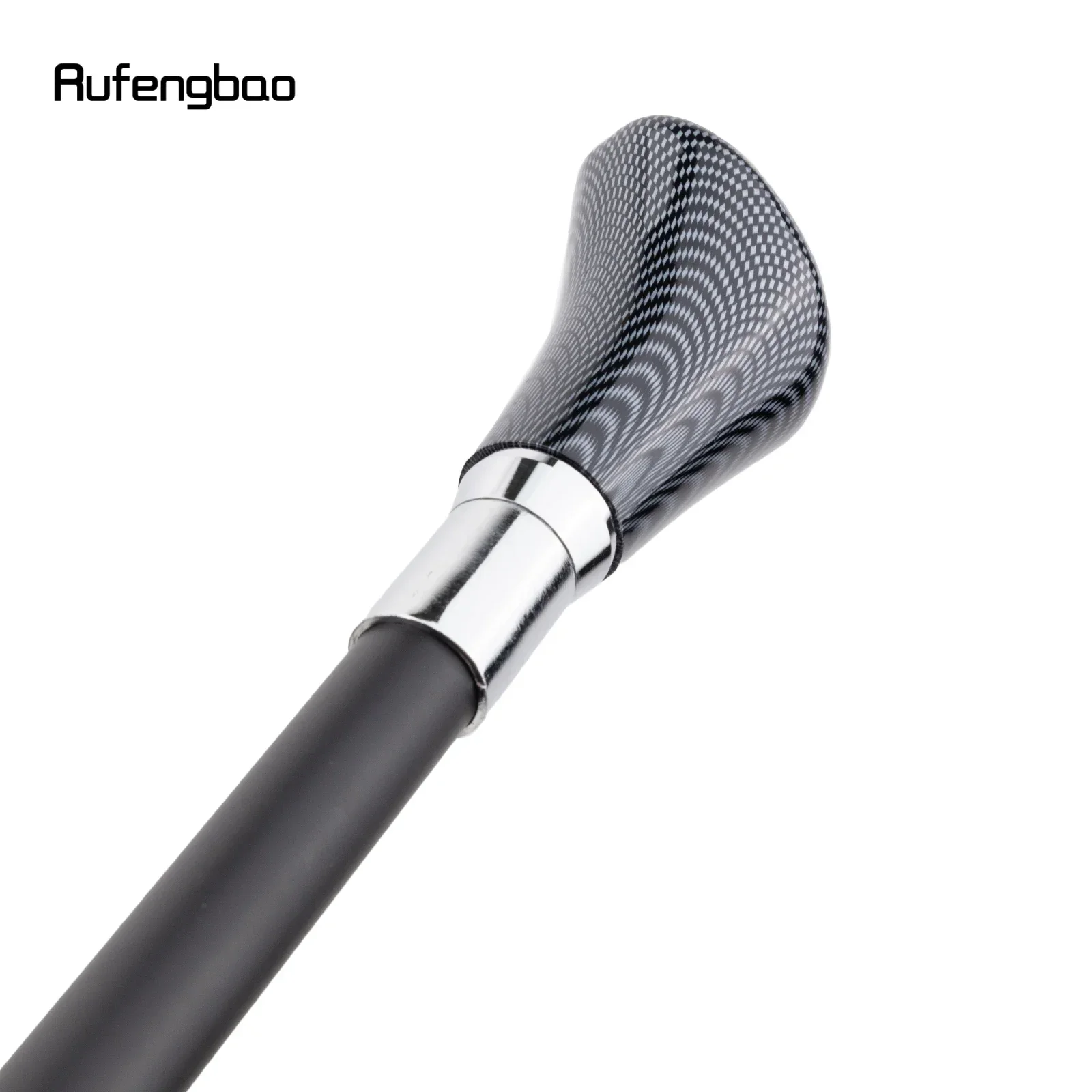 ไม้เท้าหนังสีดำลายตารางสีเงิน แฟชั่นตกแต่ง สำหรับคอสเพลย์ สไตล์สตีมพังก์ และใช้ในชีวิตประจำวัน 94 ซม.