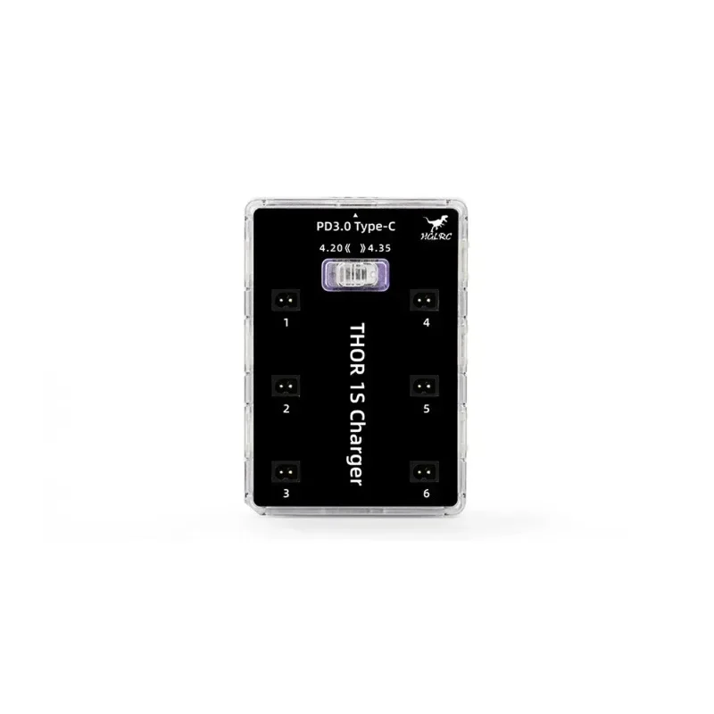 HGLRC Thor 1S Charger V2 6-in-1 65W LiPo Charger, for PH2.0 MX2.0 A30 BT2.0 1S Battery, Tiny Whoop RC FPV Drone Part