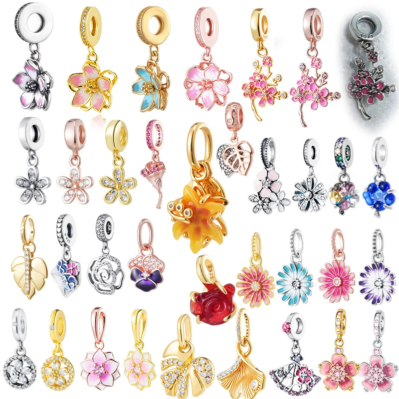 

Серебряные подвески-шармы в виде листьев гинкго, милые бусины в виде растений и деревьев, сверкающие снежинки, круглые украшения, подарки для женщин/мам.