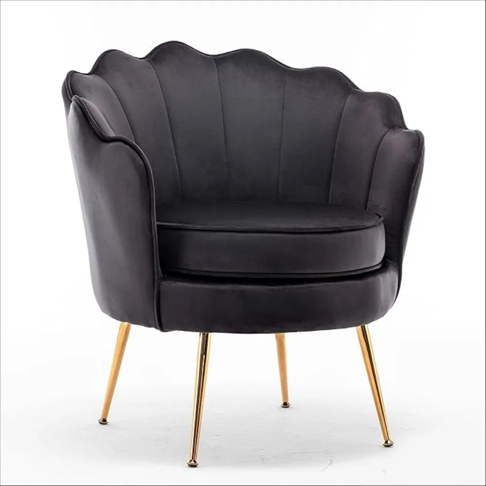 Wide Velvet Barrel Chair With Gold Metal Legs Living Room Chairs Lounge Furniture Romantic Home