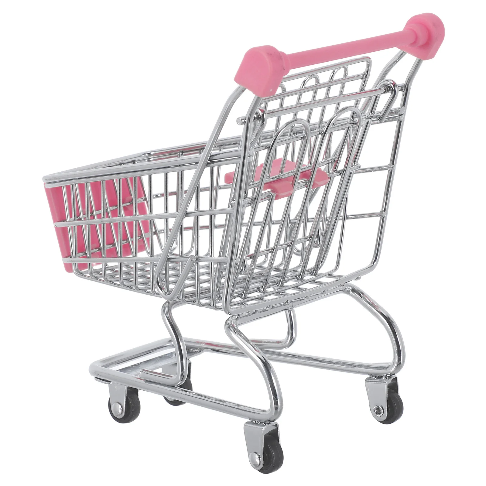 عربة تسوق صغيرة عربة بقالة معدنية التظاهر اللعب المتداول سوبر ماركت عربة اليد سلة صغيرة منظم التخزين