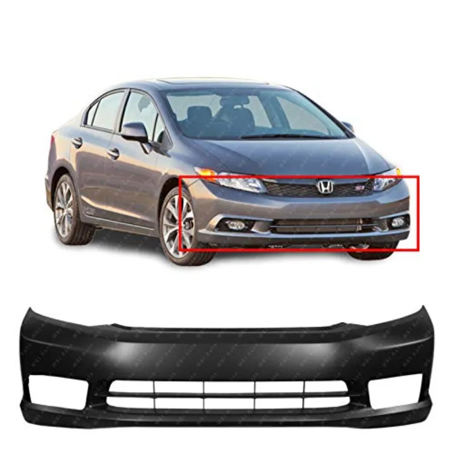 MBI AUTO - ฝาครอบกันชนหน้าแบบมีสีรองพื้นสำหรับรถยนต์ฮอนด้า ซีวิค ซีดาน รุ่นปี 2012 รุ่น EX EX-L SI 12 HO1000281 ออกแบบมาเพื่อการติดตั้งที่แม่นยำและ D