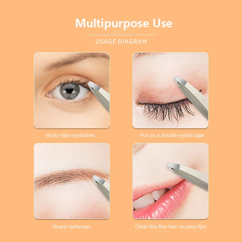 عالية الجودة الحاجب الملقط ، الشعر الملونة ، الجمال غرامة الشعر مجتذب ، الفولاذ المقاوم للصدأ مائلة الحاجب كليب ، إزالة أدوات ماكياج ، 4 قطعة #4