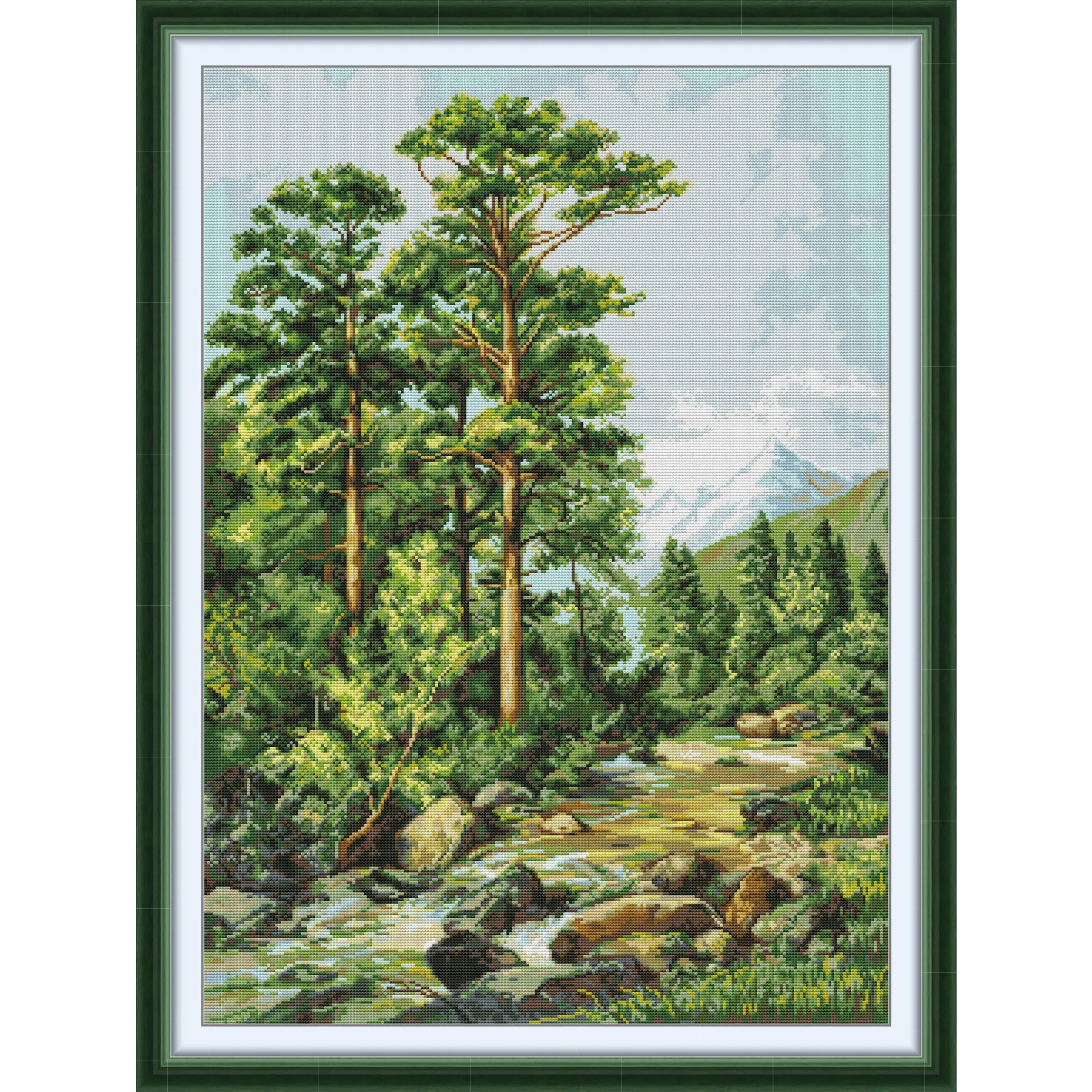 

Soulgift News Набор для вышивки крестом с предварительной печатью, штампованная ткань Аида с нитками DMC, набор для вышивания - Лесной ручей