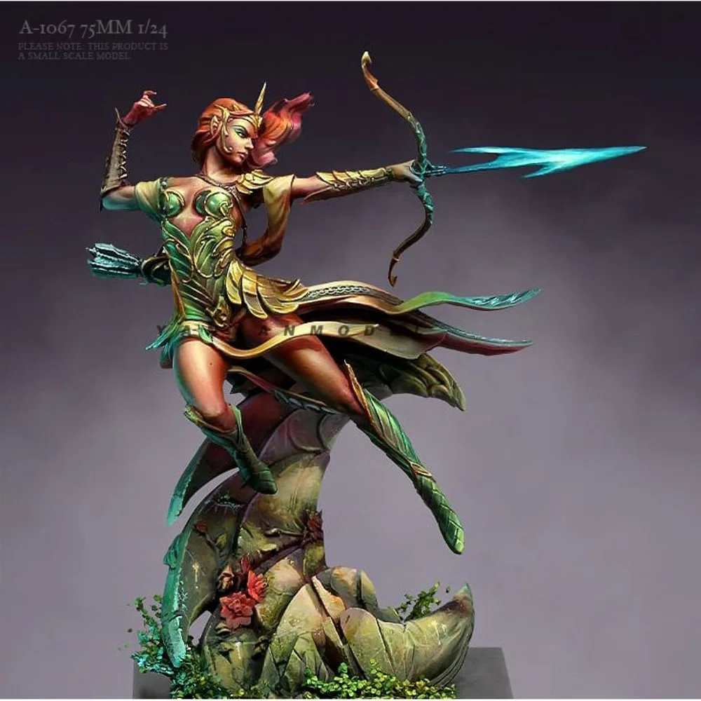 76mm 1/24  Archer Fairy Resin Figurines of Soldiers Self-assembly Figurines DIY Coloring Miniatures Decoration Crafts