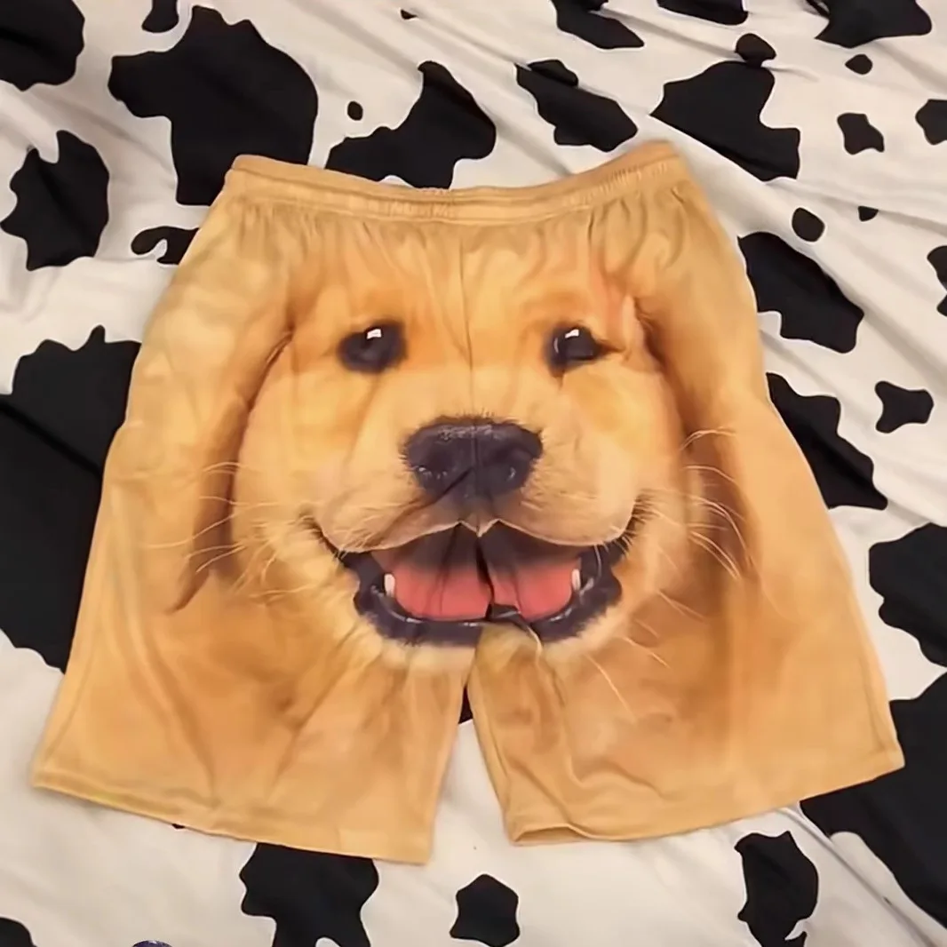 

Golden Retriever Husky Print Quick-drying Shorts Pajama Pants Casual Pants Couple Five-quarter Pants Funny Cute Dog Head Shorts