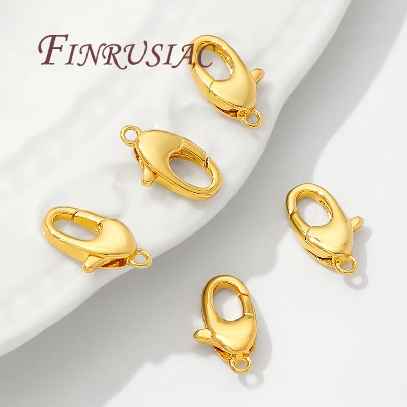 18K Gold Plated Brass Lobster Clasp For Jewelry,DIY Necklace Bracelets Accessories, Clasps Connectors Findings,Jewelry Making image 4