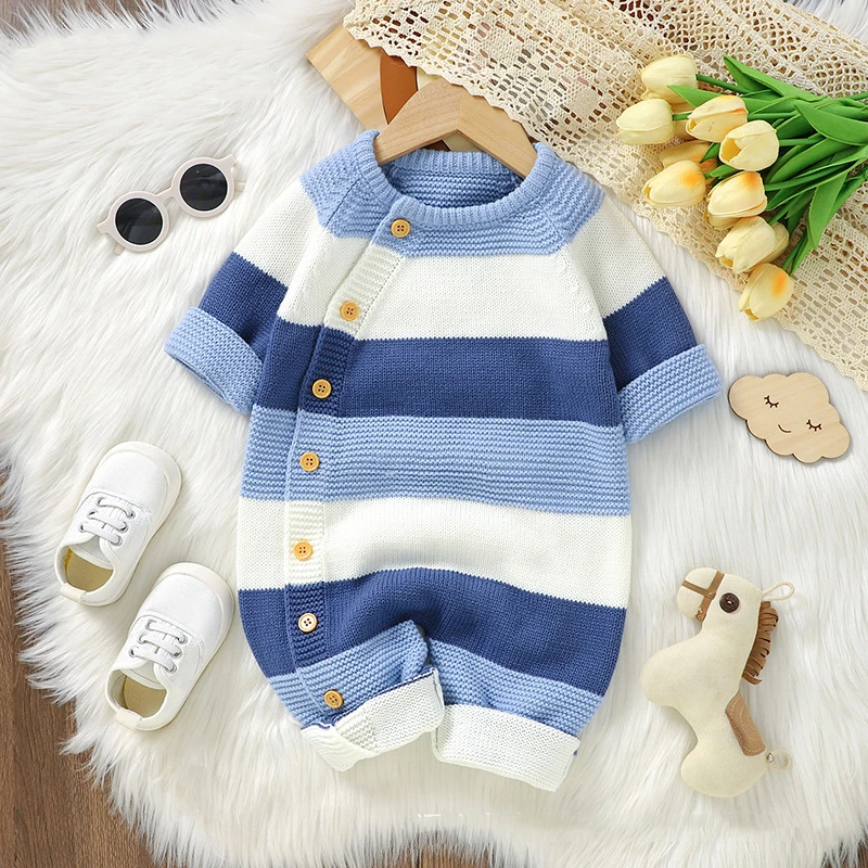 0-18m Newborn Baby Rompers Autumn Winter One Piece Infant Kids Boy Girl Long Sleeve Knit Playsuits Outfits Toddler Clothes