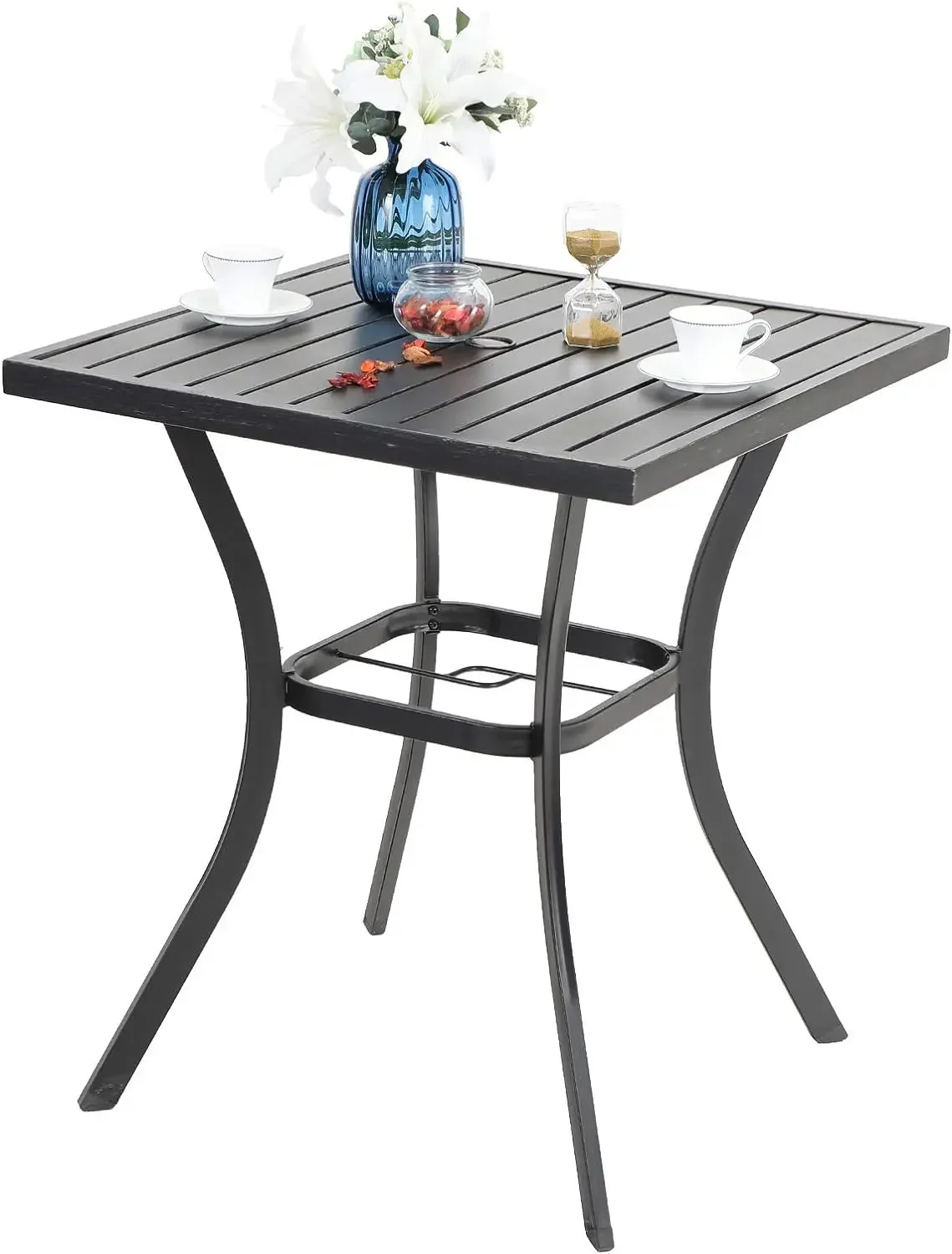 Bar Table com Umbrella Hole, Pátio ao ar livre, Revestimento de altura quadrado, Old Craft para jardim, Home Bar Furniture, 31 ", 36"