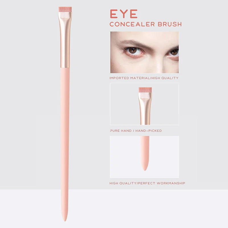 Roze Oog Make-Up Borstels Platte Wenkbrauw Eyeliner Borstel Professionele Vlakke Hoek Houten Oogschaduw Borstels Make-Up Cosmetica Tools