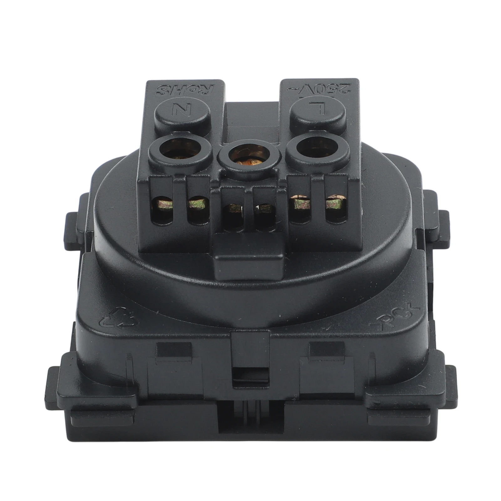 16A 250VAC Black EU Socket with Grounding Pin and Safety Cover Prevents Partial Insertion for DIY Electrical Renovation