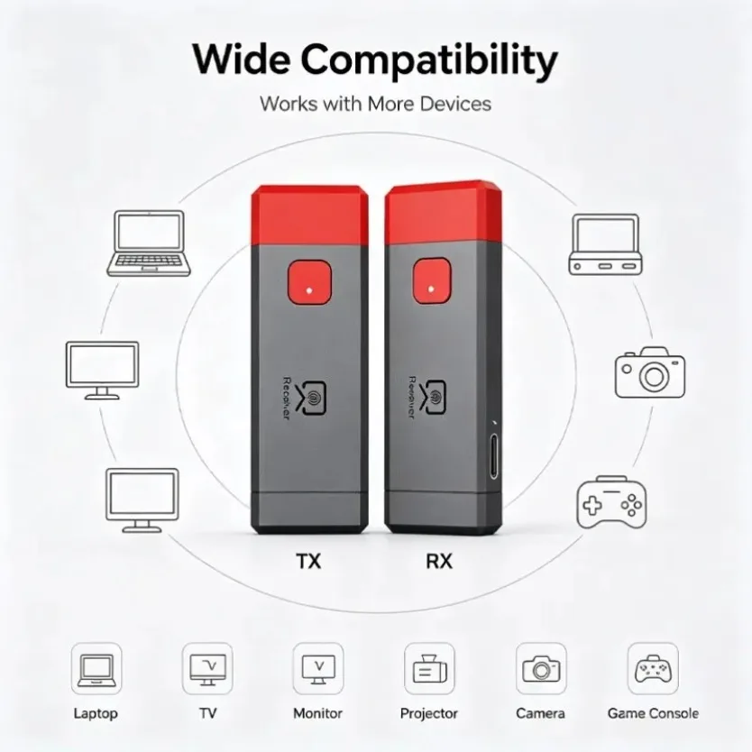 80M 5.8G 1080P HDMI-Compatible Wireless Audio Video Transmitter Receiver Extender Camera Laptop PC to TV Monitor Projector