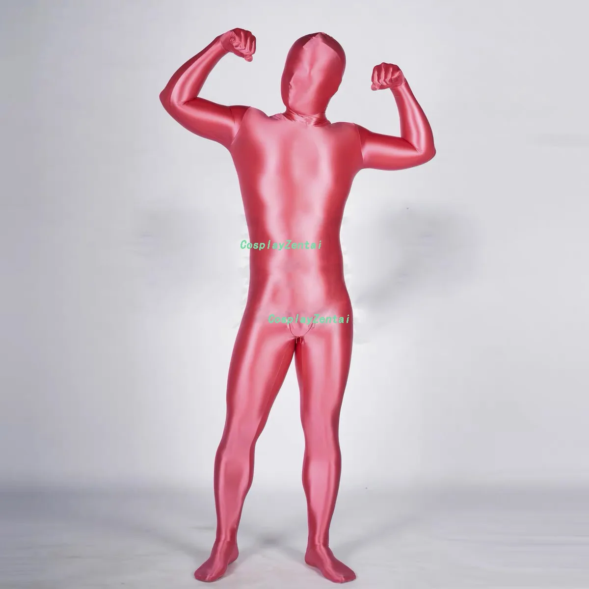 Jasnoróżowy jakości Spandex błyszczące, jasny gładkie body Zentai kostiumy na Halloween kobiety/mężczyźni Zentai garnitur