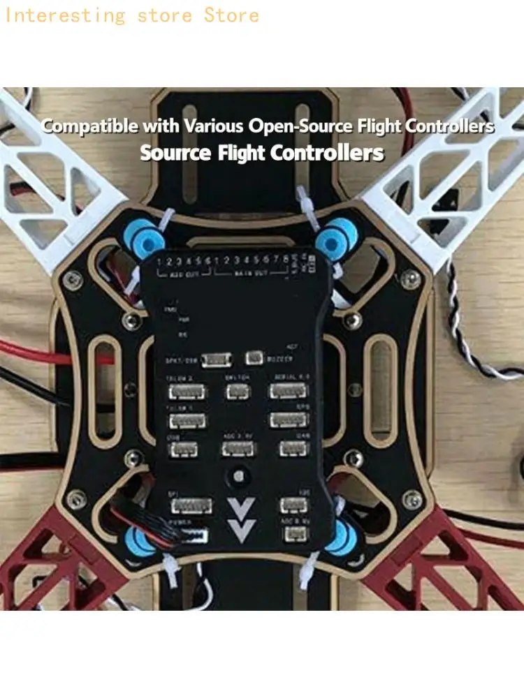 Black Flight Controller Mounting Assembly with Two Plate Components and Four Blue Cylindrical Supports For Vibration Damping