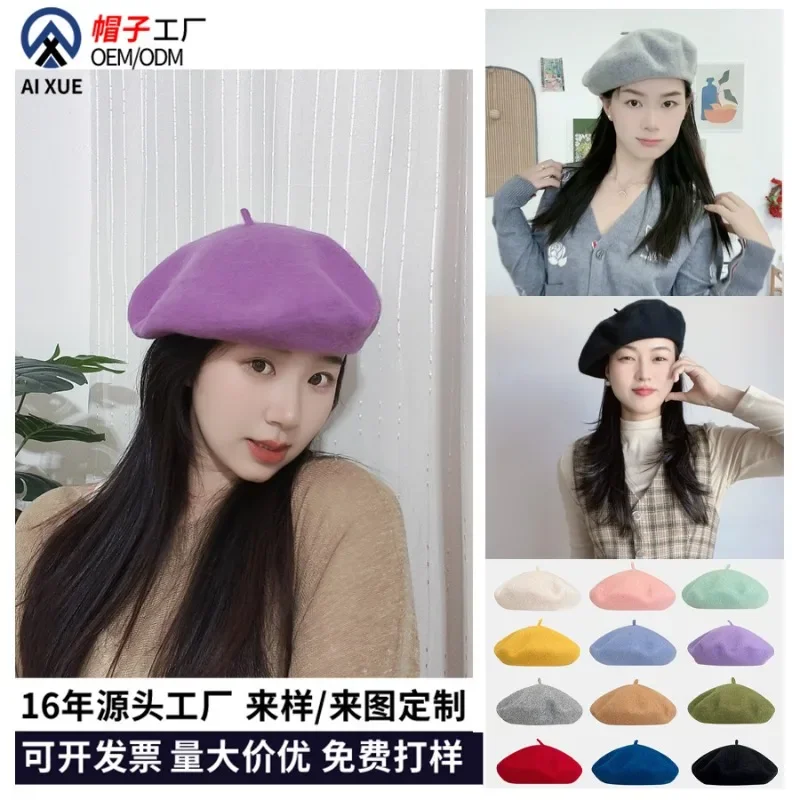 Women Wool Beret Hat Painter Cap Newsboy Hat Four Seasons EU US Style