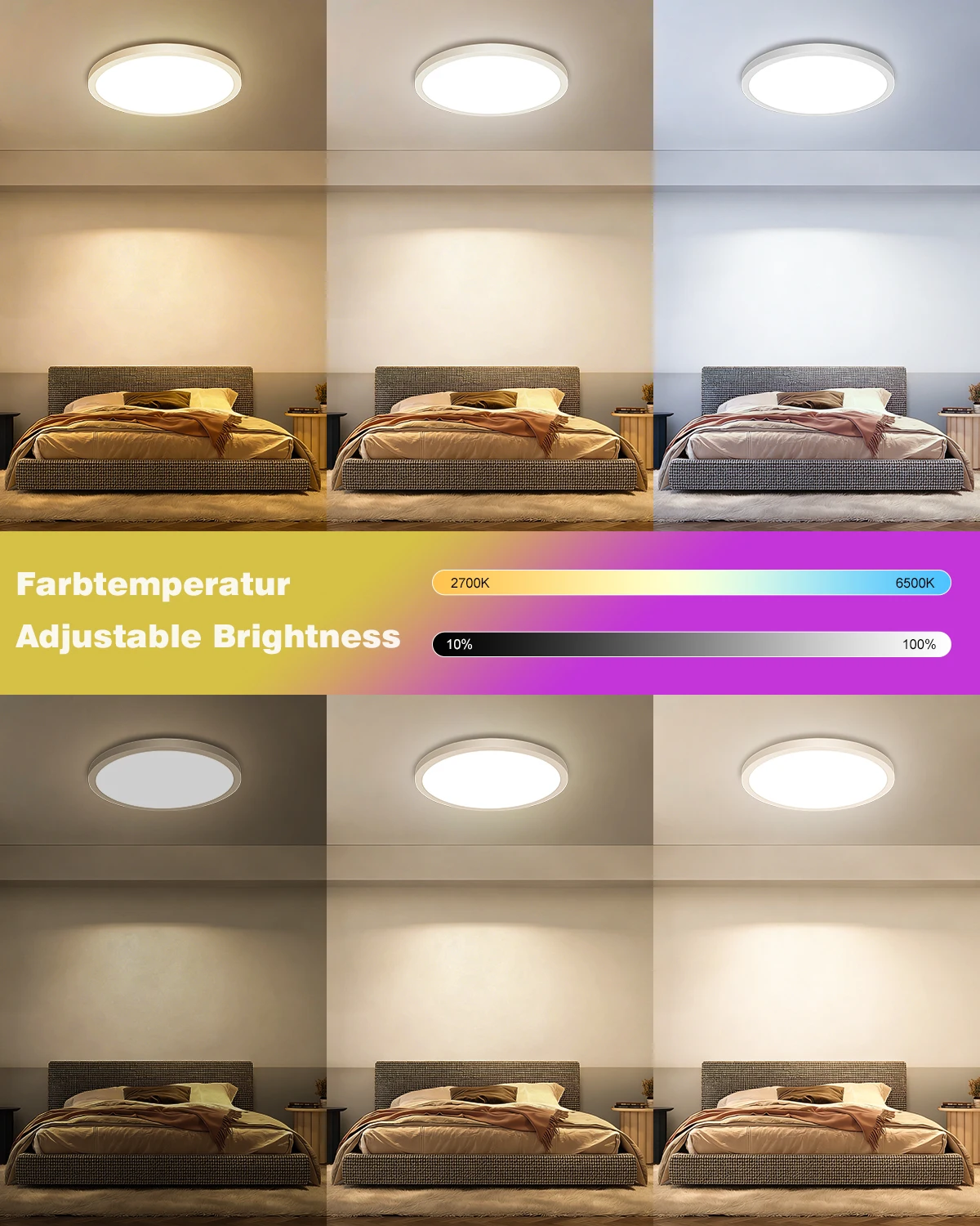 Obrázek 5: 2-pack chytrý LED strop světel 24W – alexa kompatibilní RGB stmívatelné strop lamp s daleký, 16M barvivo chytrý osvětlení pro ložnice & žití pokoj