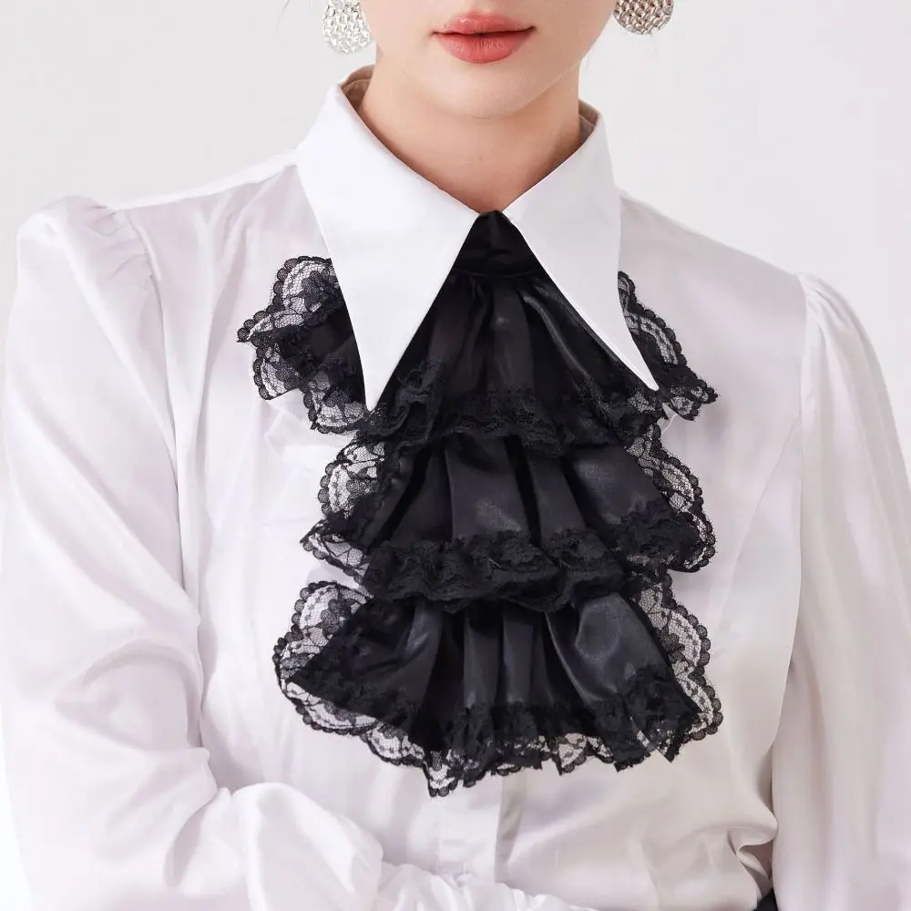 Chic Detachable Renaissance Collar Elegant Layered Elizabethan Neck Ruff Opera Victorian Costume Ruffled Collar Party