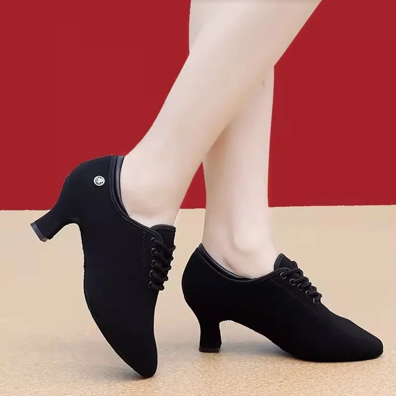 Zapatos de baile latino profesionales Oxford de tacón alto para mujer, zapatillas de baile cuadradas de amistad, tacón fino suave para profesores