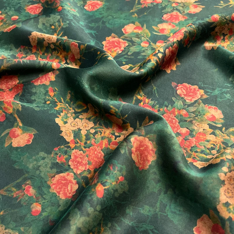 25momme Rea; Mulberry Silk Fabric For Dress Qipao, New Chinese Style Top, Elegant Xiangyun Satin Sewing Material - Image 3