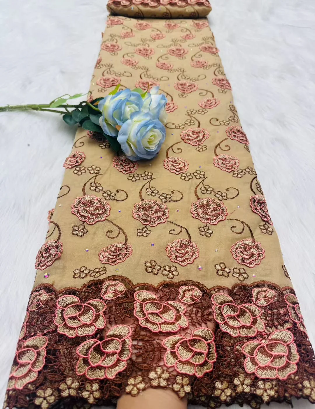 

Swiss Voile Lace In Switzerland With 3D Flower Applique Stones 2026 Super Quality African Lace Fabric For Wedding Lace Dress