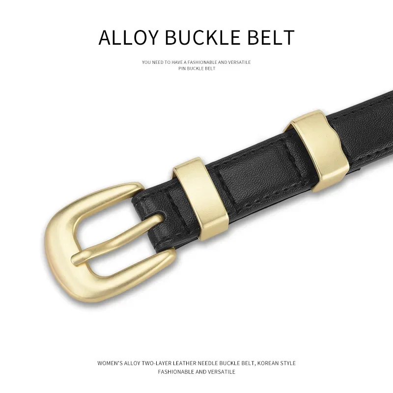 2024New Ladies Leather Belt Simple Fashion Korean Style Versatile Decorative Belt Black Designer Belt with Casual Jeans Shorts