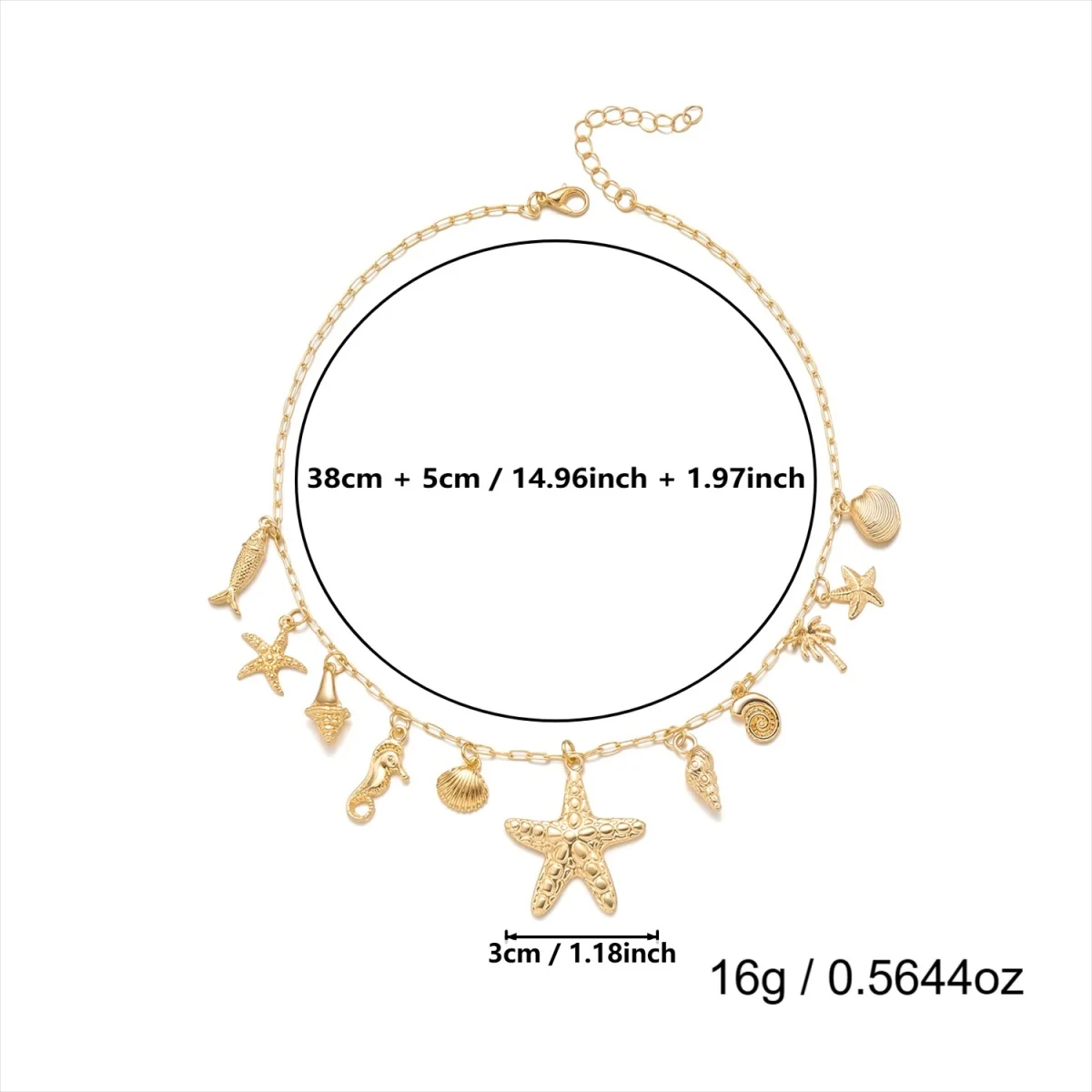 Boho Küsten-Halskette mit Seestern, Muschel, Seepferdchen, Schnecke, Fisch, Kokosnussbaum-Anhänger für Damen und Herren, Sonnen-Hummer-Choker, Sommer-Schmuck – Detail 25
