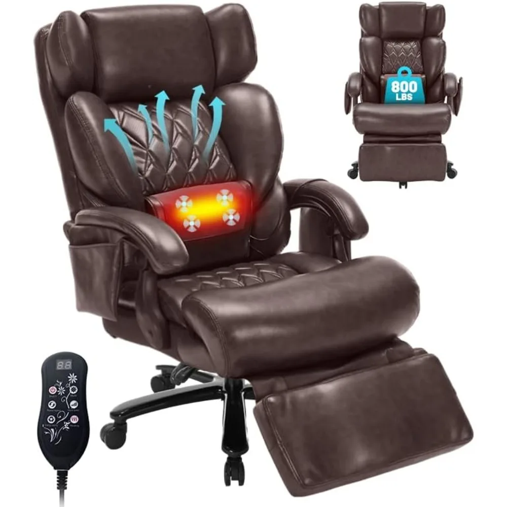 

800LBS Massage Office Chair with Foot Rest for Heavy People,Big and Tall Ergonomic Executive Reclining Desk Chairs