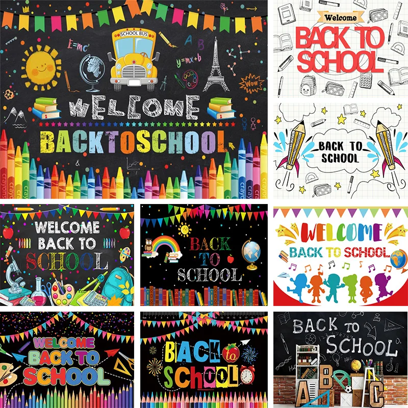 

Back to School Photography Backdrop Student Classroom Blackboard Scene Welcome First Day of School Party Background Decor Banner