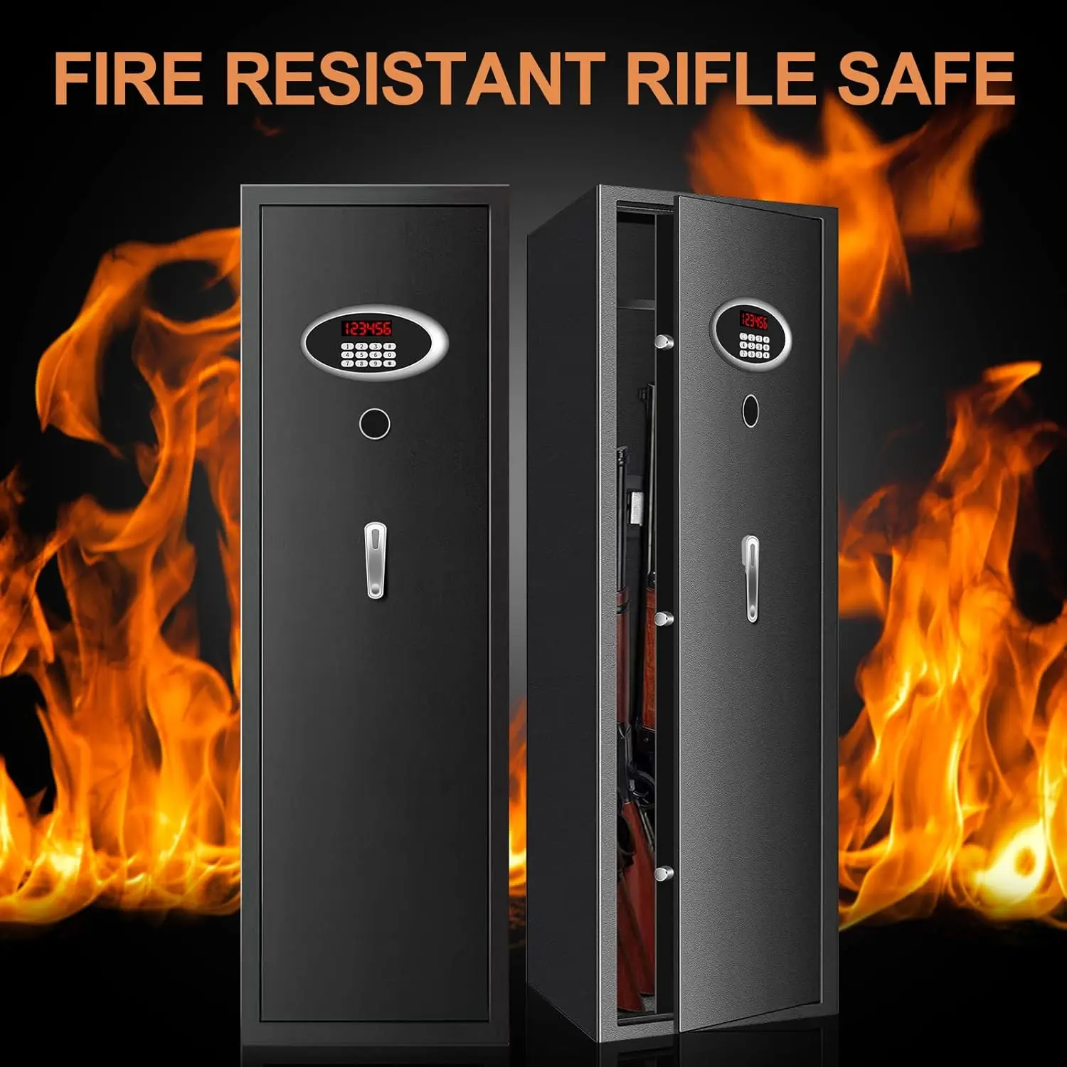 7-8 Extra Large Gun Safes for Home Rifle and Pistols, Heavy Duty Anti-Theft Gun Safes for Rifles and Shotguns,LED Light