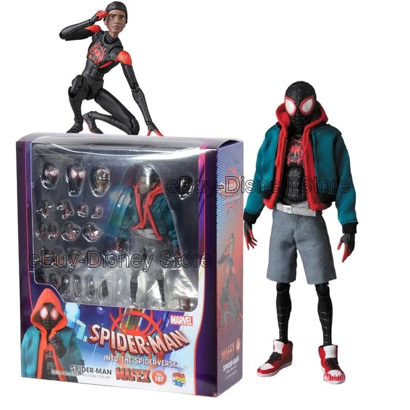 Figurine d'action Spider Man, statue modèle mobile, poupées cadeaux, SpidSuffolk dans le Spider-verse Miles Morales, Ko Mafex 107, 1/12