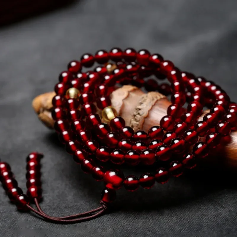 

Blood Amber Bracelet 108 Buddha Beads, Amber Honey Wax Bracelet, Men's and Women's Blood Pool Round Beads