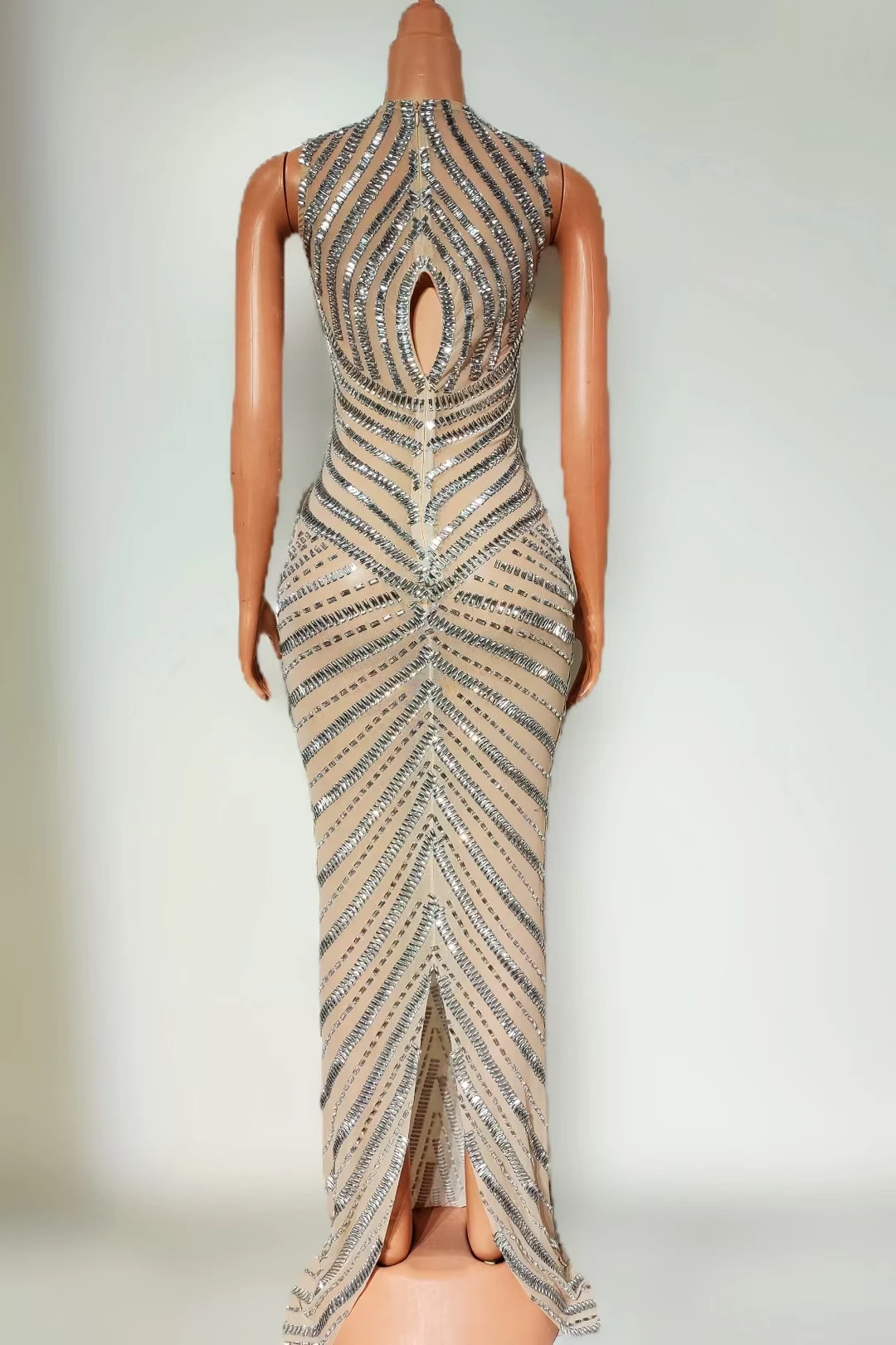 Donne eleganti di lusso scava fuori abito da sera ballo di fine anno abiti lunghi di fascia alta compleanno festeggia cristalli scintillanti outfit Dujia