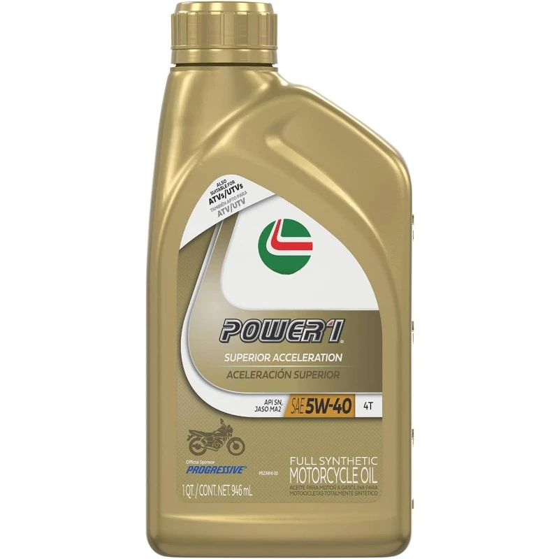 2025Power1 4T 5W-40 Full Synthetic Motorcycle Oil, 1 Quart, Pack of 6