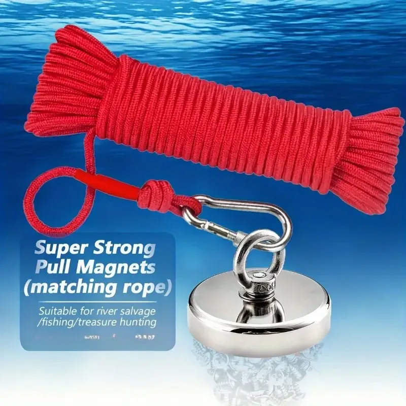 

Неодимовый магнит для рыбалки, максимальная нагрузка 42,0 кг с красной веревкой длиной 10 м — дисковый магнит, подходит для реки