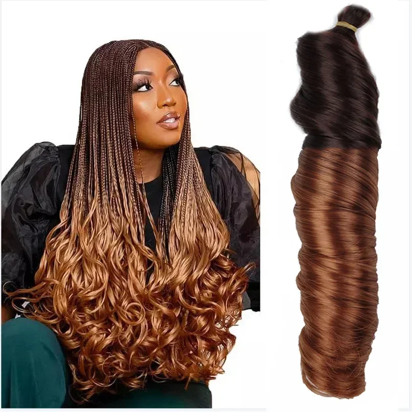 Onda solta trança de cabelo sintético espiral cachos extensões de cabelo de crochê pré esticado cachos franceses ombre tranças de cabelo para mulher