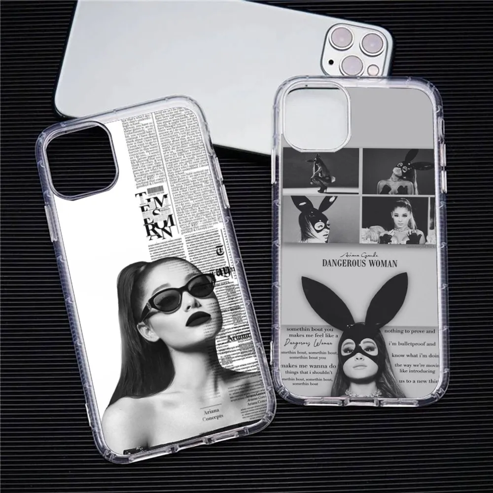 Singer A-Ariana-Grande Portrait-I Phone Case For Iphone 15 11 13 14 Pro Max 7 8 Plus X Xr Xs Max Se2020 12mini Transparent Cover