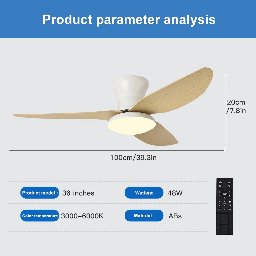 Slaapkamerventilatorlamp, plafondventilatorlamp, plafond met hoge windkracht, eetkamer, woonkamer, geïntegreerd huishoudelijk plafond, elektrisch - afbeelding 1