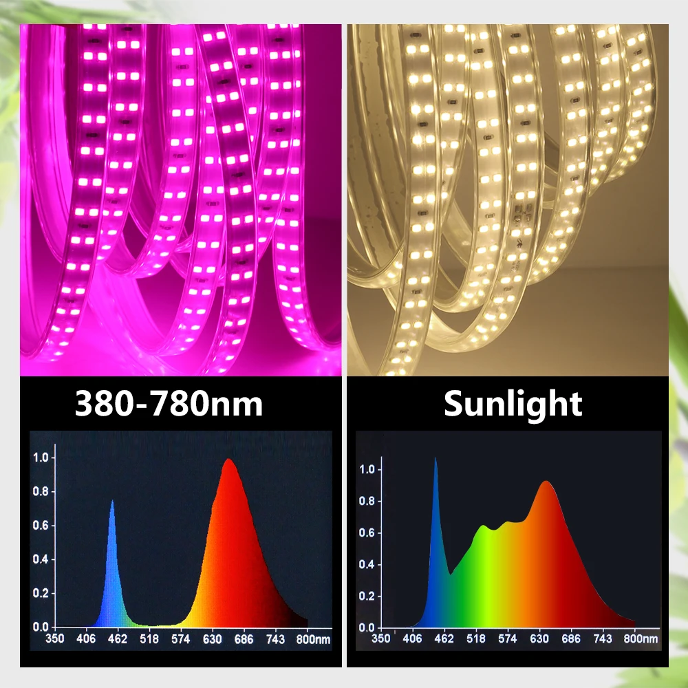 220V Full Spectrum LED Grow Light Strip SMD2835 For Greenhouse Tents Double Row LED Light For Plants Seeding