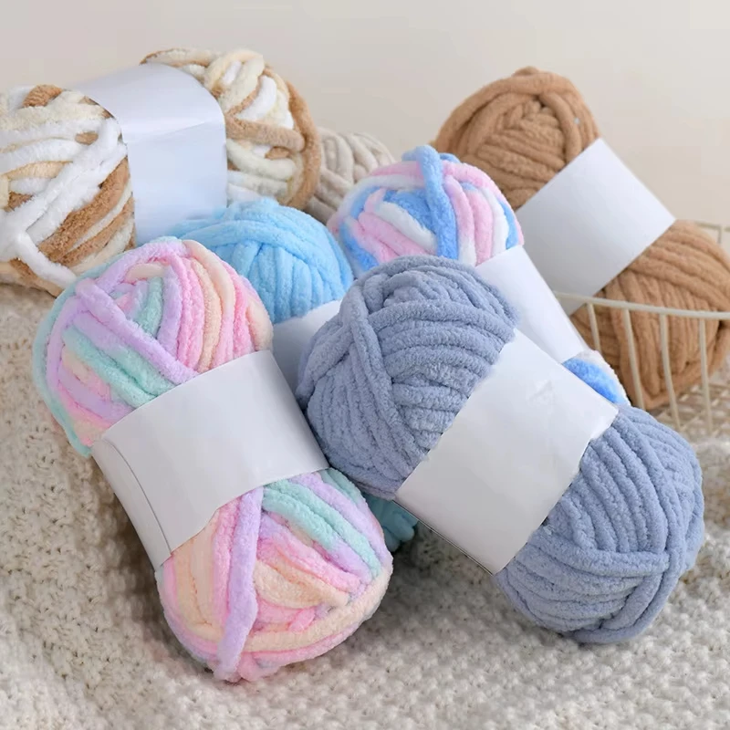 50g/Ball Colorful Ice Strip Thread Yarn Coarse Wool Thread Chenille Thick Hand Knitting Yarn Anti-Pilling Crochet Scarf Blanket
