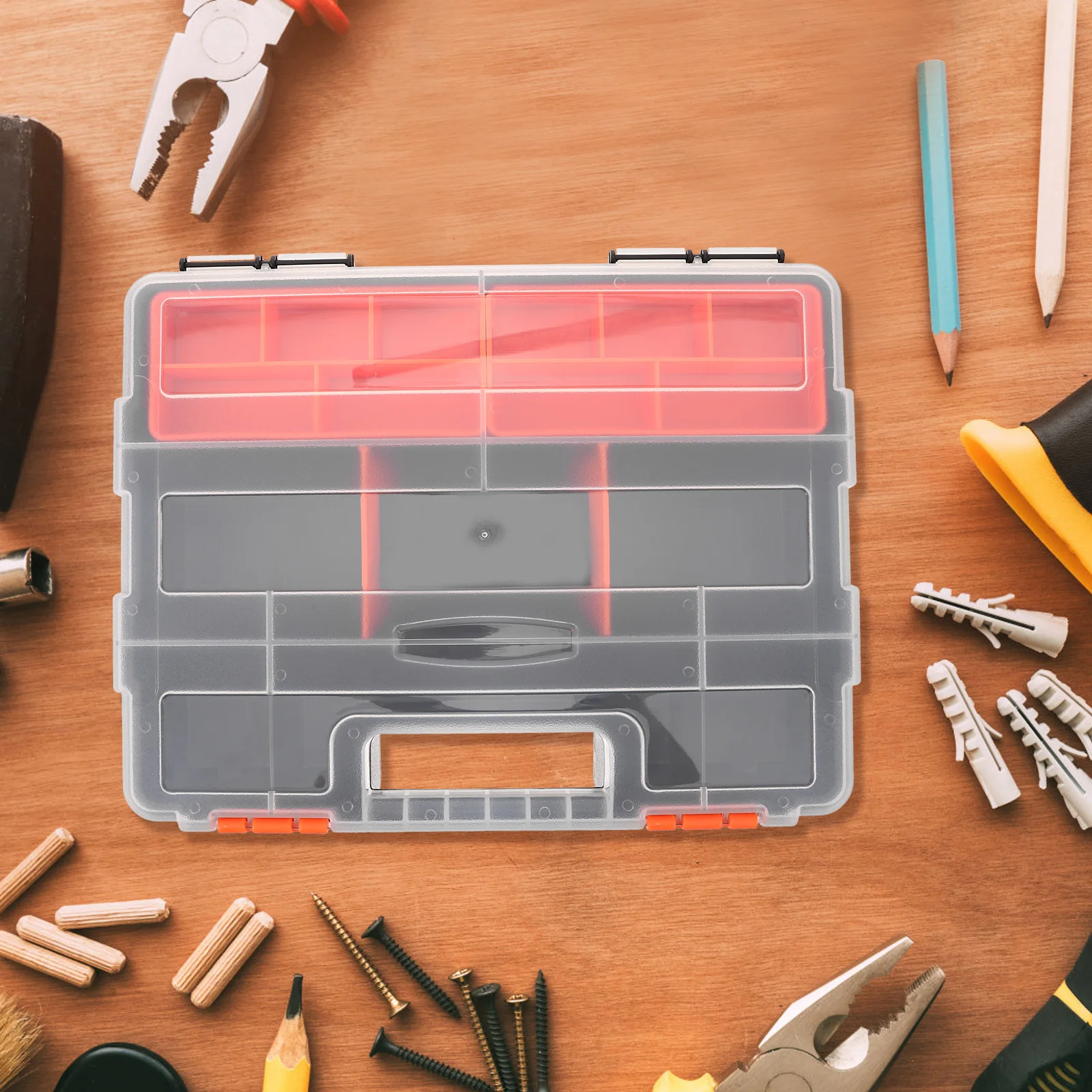 

Thickened Screw Box Multi-Grid Small Parts Organizer Portable Tool Storage Container Hardware Organizer for Auto Repair Painting