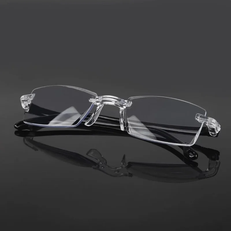 

Мужские очки для чтения без оправы по рецепту, женские очки для дальнозоркости, смартфон, анти-усталость, блокирующая синий свет, оправа для очков