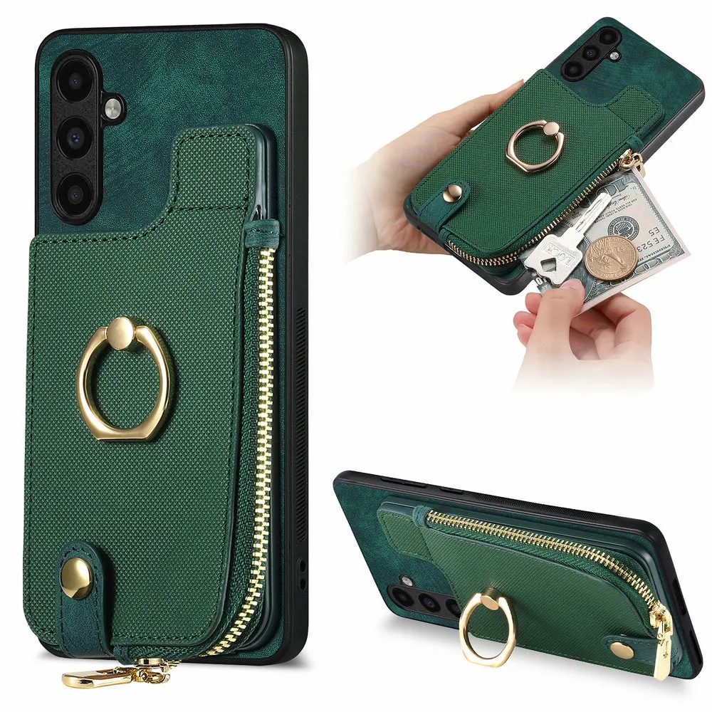 Zipper Wallet Case for Samsung Galaxy A55 A35 A 15 5G 4G 2024 Leather Back Shell Samsung A05s A15 A 35 55 Phone Cover Shockproof