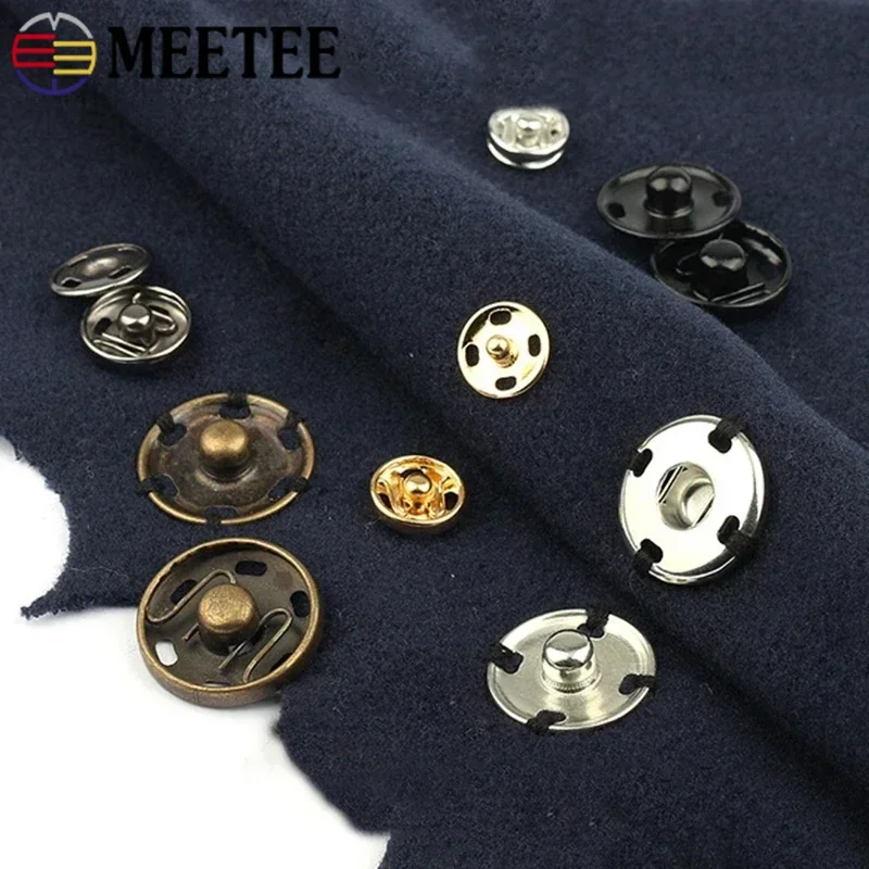 

30Sets Meetee 8-30mm Metal Press Studs Buttons Invisible Snap Fasteners Button for Clothing Sewing Shirt Coat DIY Accessories
