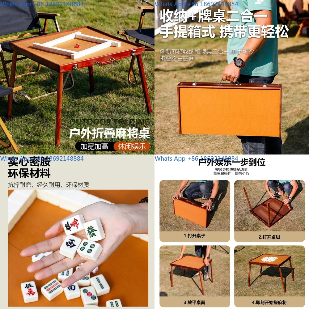 

Portable Outdoor Mahjong Table Foldable Camping Table with Storage Bag for Travel and Dorm Use