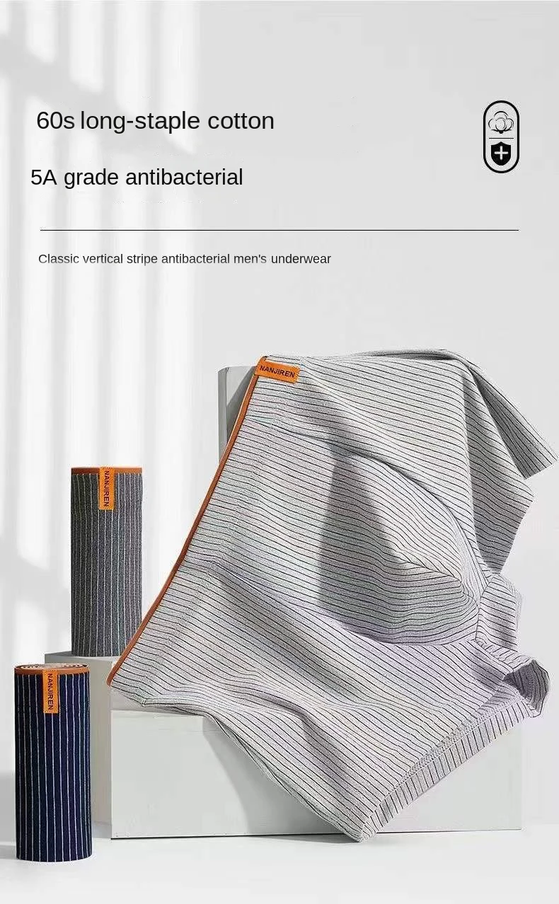 4Pcs Boxer Shorts männer Unterwäsche Sexy Höschen Baumwolle Boxer Gestreiften Unterhose Männlichen Shorts U Konvexen Dessous Plus Größe 2XL-6XL – Detail 2